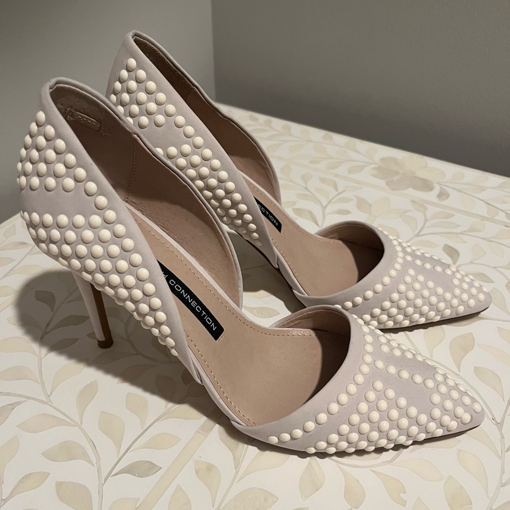 French Connection Forever Studded Heels Ivory